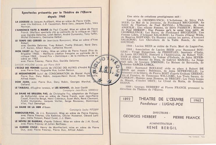 Les programmes de Théatre de l\